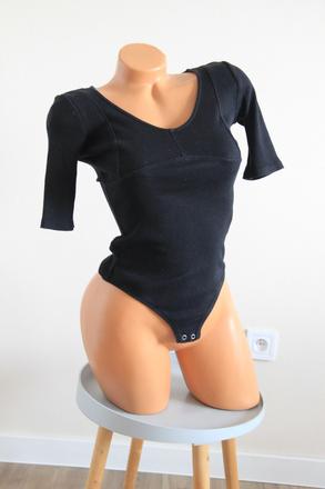 Čierny elastický body top, xs, xs