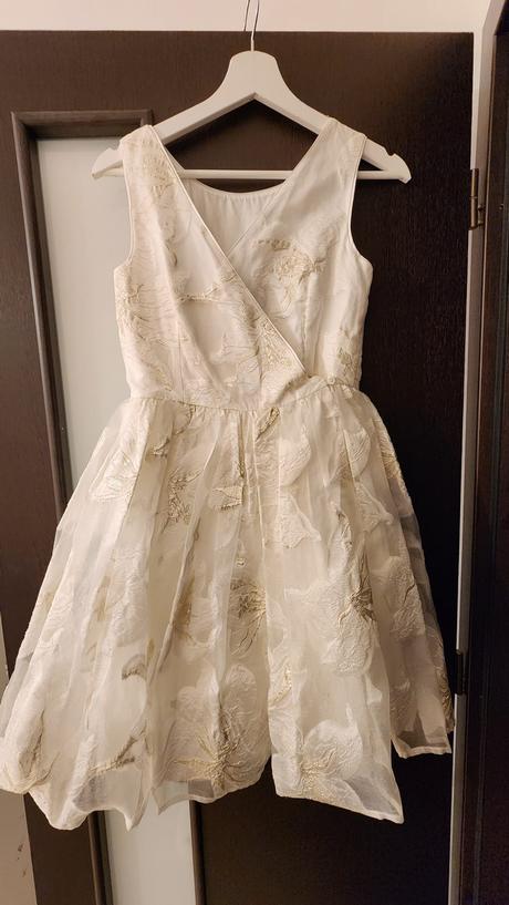 Slávnostné krémové šaty next 134 cm 9 r., next,134