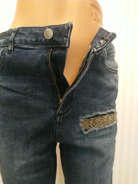 Dámske tmavo modré elastické rifle, f&f, l, f&f,l