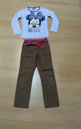 Zateplené nohavice a tričko 122/128, c&a,122