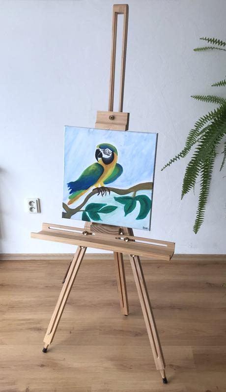 Ručne maľovaný obraz exotický papagáj ara,