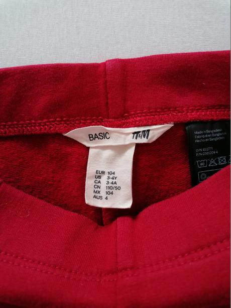 Zateplene leginy červene, h&m,104