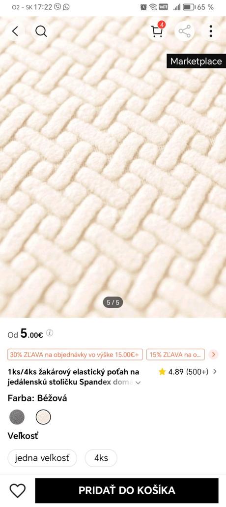 Nové biele návleky na stoličky, 