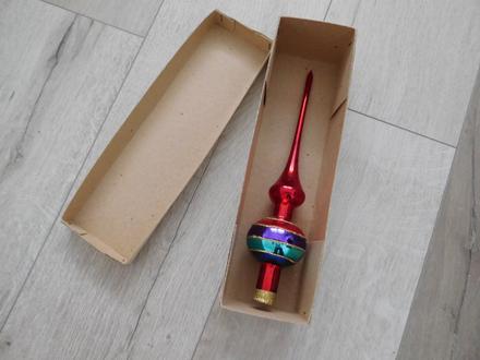 Retro vianočný špic červený fúkaný,, 