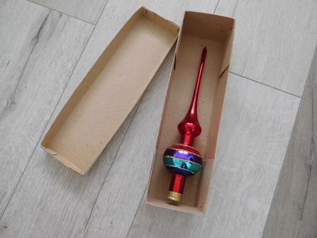 Retro vianočný špic červený fúkaný,, 