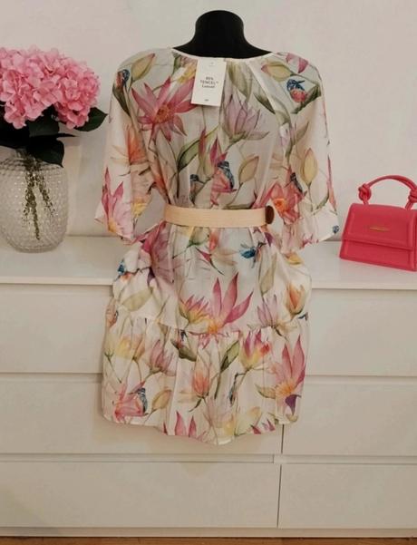 H&m nové kvetinové šaty s vtáčikmi, h&m,xs