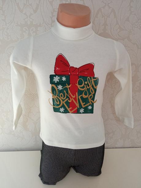 Biele tričko s rolákom a potlačou (18-24 mes.), fagottino,86