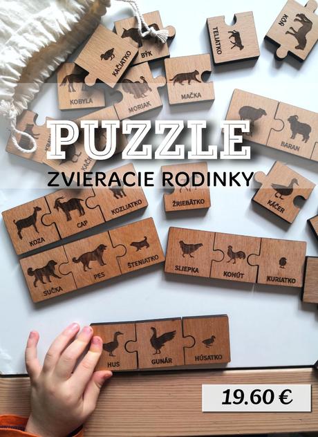 Drevené puzzle zvieracie rodinky, 