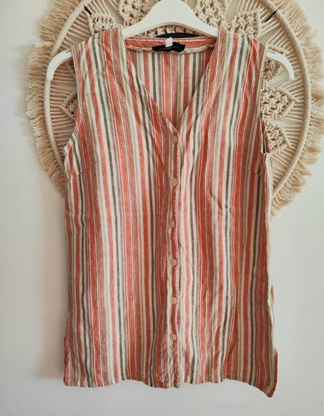 Košeľa bez rukávov s ľanom, l