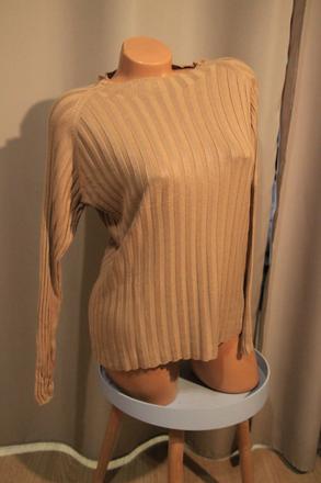 Bledo hnedý viskózový pletený sveter, l, l