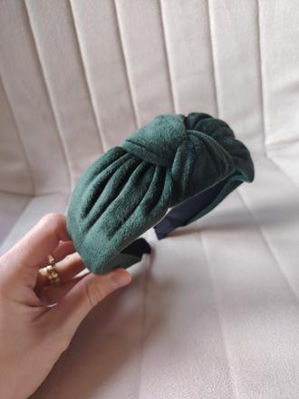 Smaragdovo zelená velúrová čelenka do vlasov, 