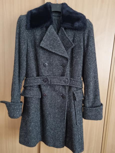 Nový kabát s kožušinou, f&f,38