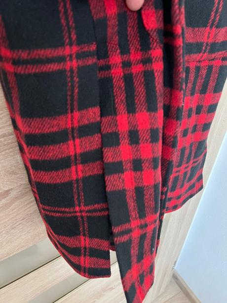 Krasny karovany dlhy kabat cropp, xl