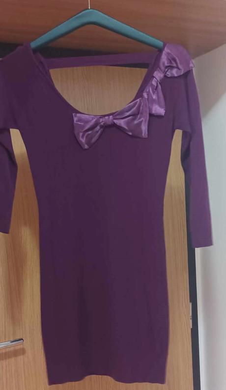 Efektné upletové šaty so saténovou mašlou, 34