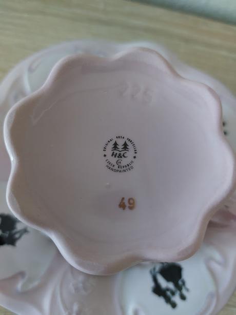 Ruzovy porcelam h&c - salka s podsalkou, 