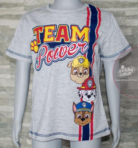 Chlapčenské tričko letné paw patrol šedé, 98 / 104