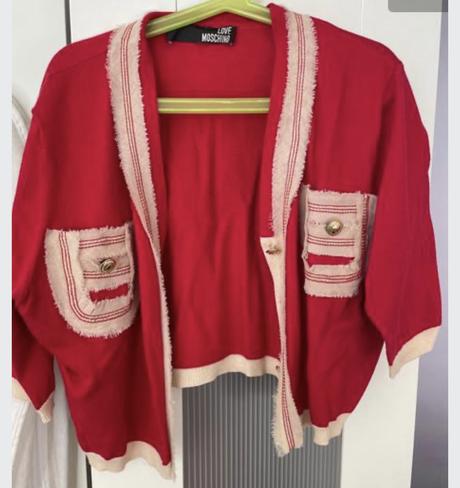 Love moschino červený krátky sveter, moschino,m