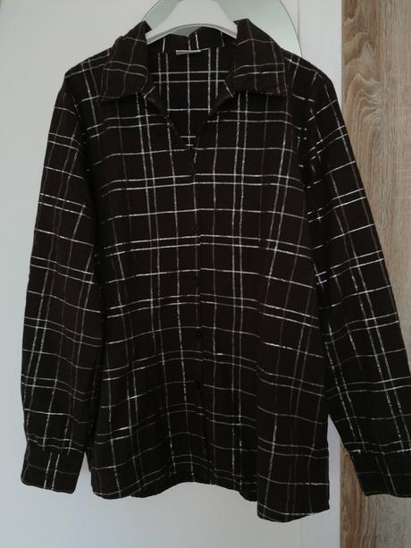 Košeľová blúzka s efektom striebornej trblietavé n, xl