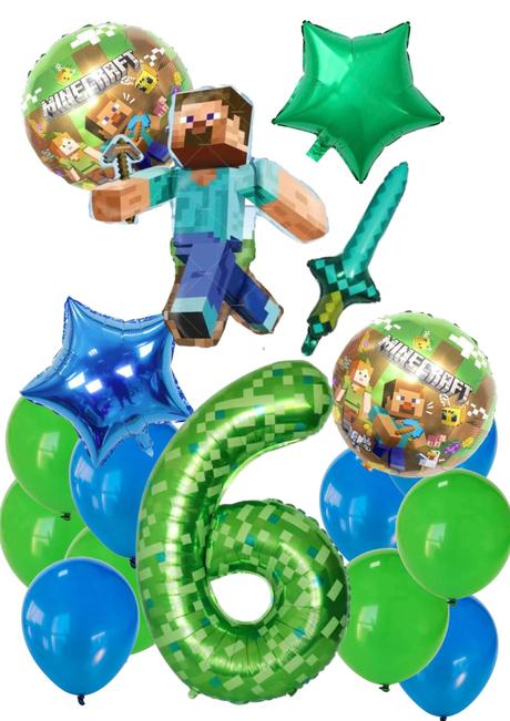 Balóny minecraft- steve 85cm aj meč- až 15/16/17ks,