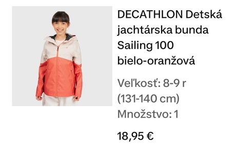 Nepremokavá vetrovka / bunda, decathlon,140