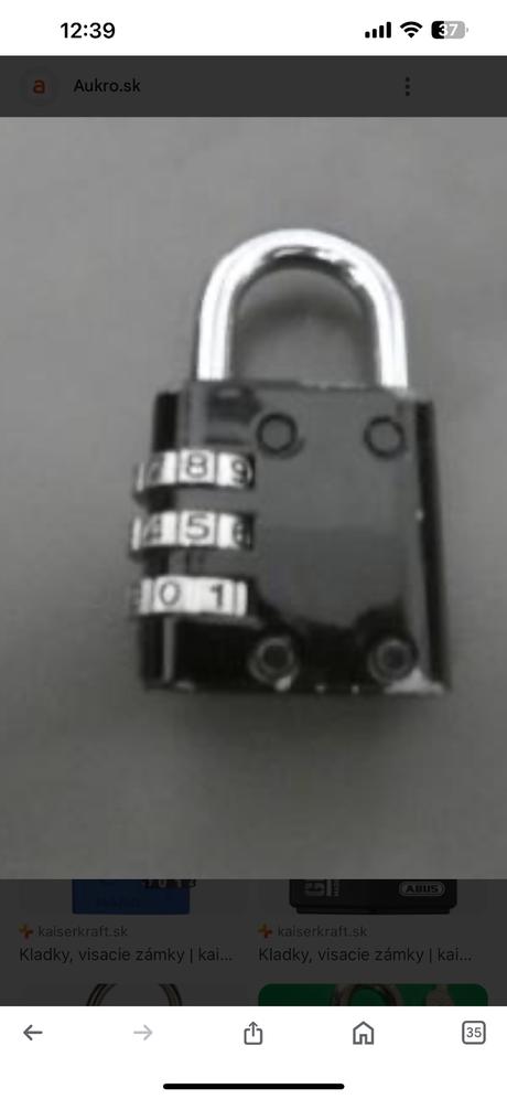 Visiaci zámok - kladka- na číselný kód, 