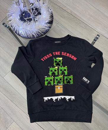 Mikina minecraft vianocna, h&m,134