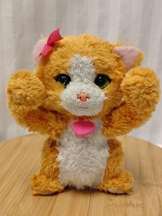 Interaktívna mačička furreal daisy, hrá kukuk,