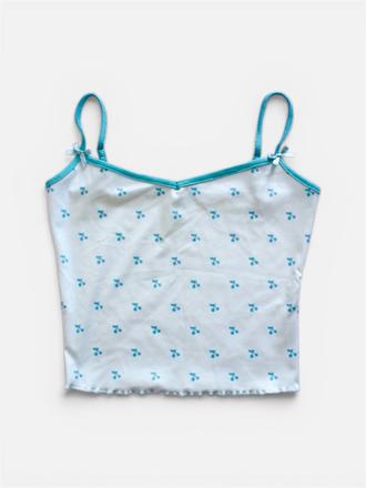 Dámske modré tielko s čerešničkami, s