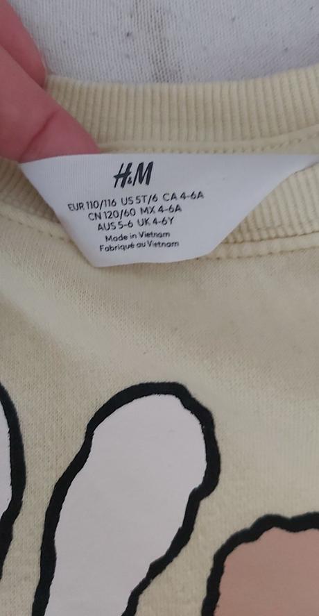 Mikina žltá macko a zajačik h&m 110/116, h&m,110