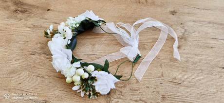 Bohato zdobený venček - čelenka - biela, 