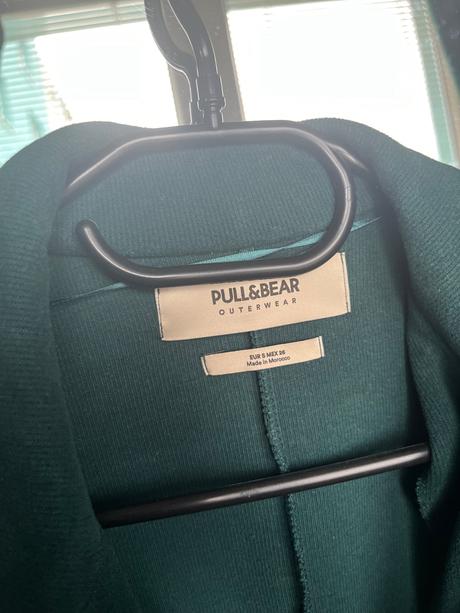 Zeleny tenky kabat sako volny strih na gombik, pull&bear,s