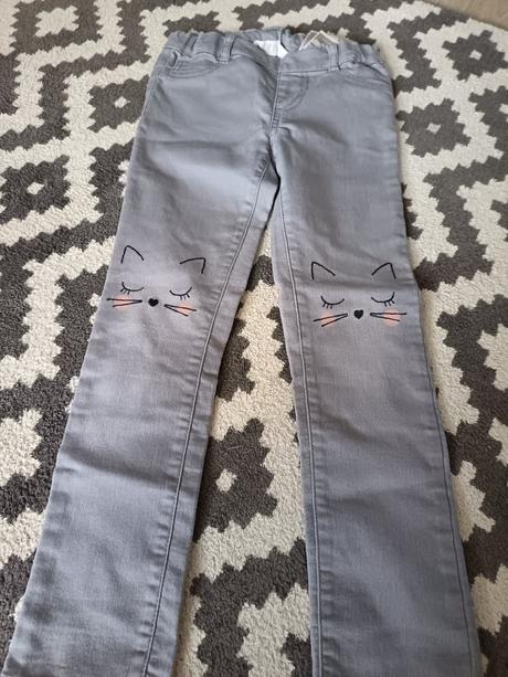 Nohavice s mačiatkami na kolienkách, h&m,116