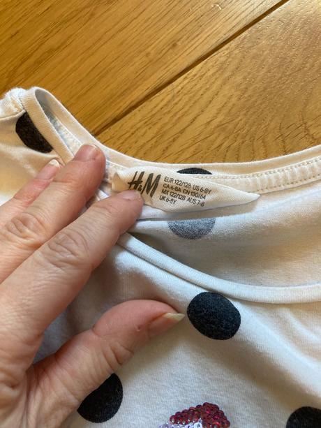 Bodkovane tricko s macickou, h&m,122