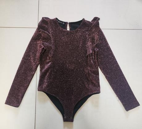 Dievčenské lesklé body s volánikmi, terranova,134