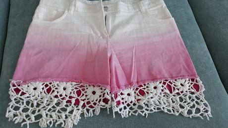 Ombré riflové kraťasy s krajkou, s