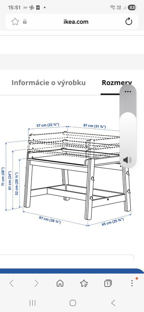 Stôl písací detský ikea, 