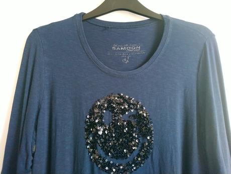 Elastický modrý top s motívom samoon, gerry weber, gerry weber,xxxl