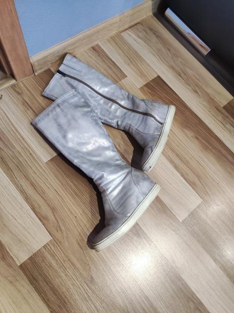 Strieborné čižmy pravá koža, 37