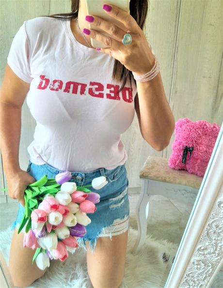 Bledoružové tričko-m, m