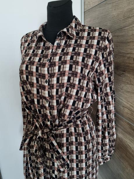 Kárované košeľové šaty, 42