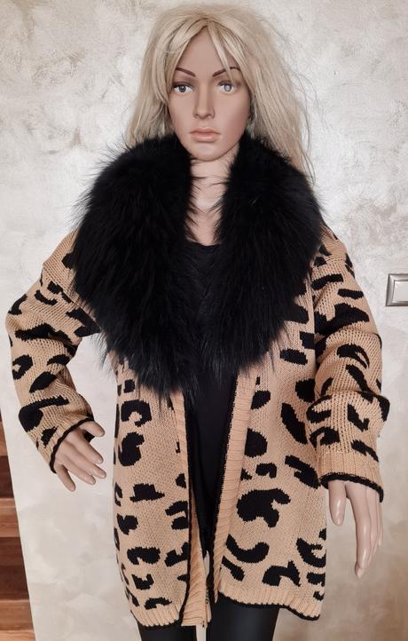 Kardigan s pravou kozusinou, l / m