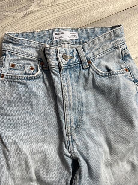 Bershka modré rifle s vysokým pásom, bershka,32