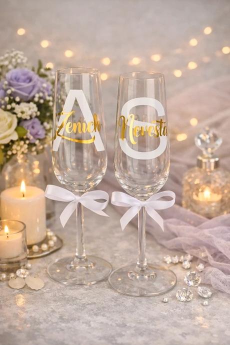 Svadobné poháre s vlastným textom, 
