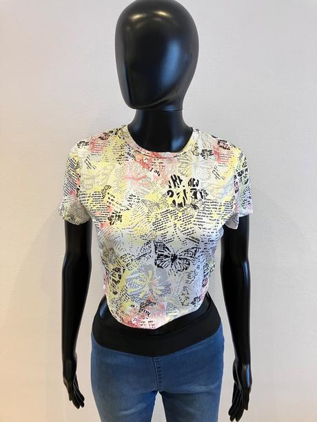 Farebné crop tričko bershka (l), bershka,l