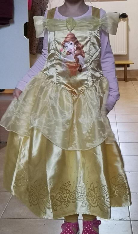 Zlato-žlté šaty s bellou z rozprávky, v. 122/128, h&m,128