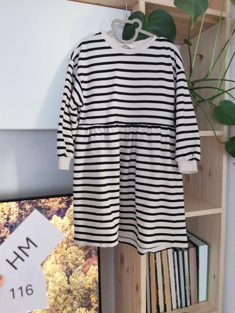 Hm pružkované teplákové šaty, h&m,116