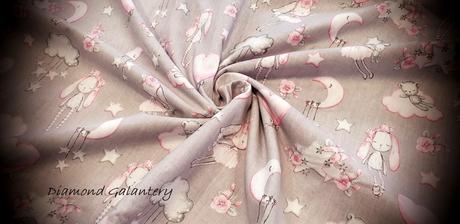 Bavlnená látka - zasnený zajačik- cena za 10 centi,