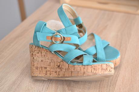 Tyrkysové korkové sandále 36, 36