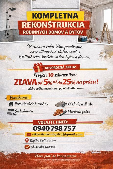 Kompletná rekonstrukcia bytov a rd,