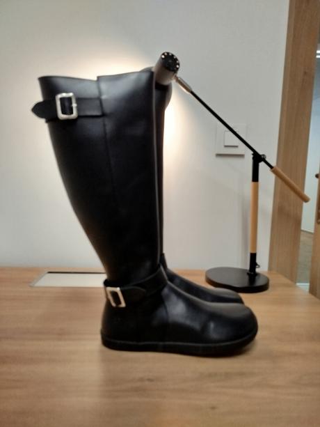 Shapen barefoot vysoké čižmy glam black leather, 39